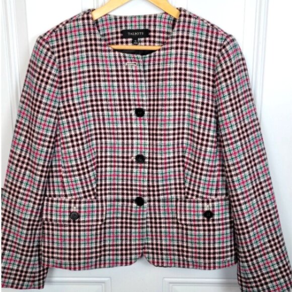 Talbots Wool Blend Blazer Jacket Size 12 Button Front Career Office Prof… - Picture 1 of 9